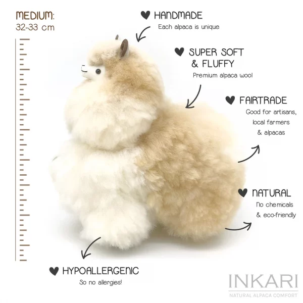 Inkari  – Alpaka Kuscheltier Medium (32 cm) - Sahara – Bild 2
