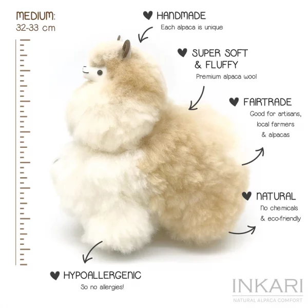 Inkari  – Alpaka Kuscheltier Medium (32 cm) - Sahara – Bild 5