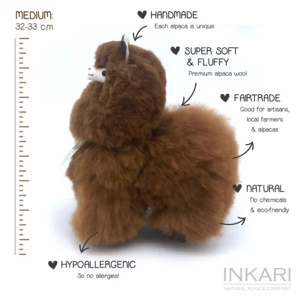 Inkari  – Alpaka Kuscheltier Medium (32 cm) - Walnut – Bild 4