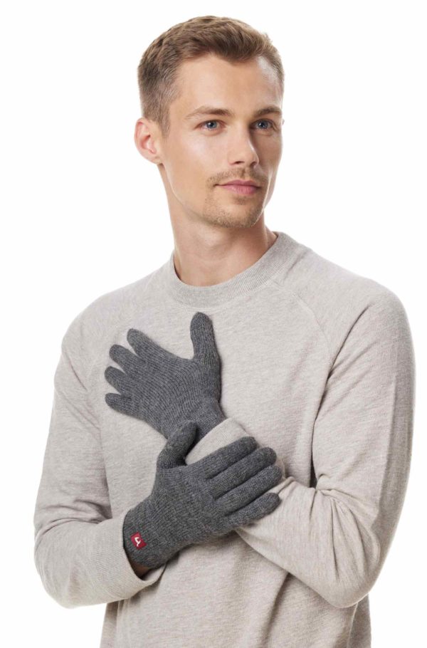 Alpaka Fingerhandschuhe UNI aus 100% Baby Alpaka - grau – Bild 3