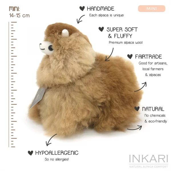 Inkari  – Alpaka Kuscheltier Mini (15 cm) - Caramel – Bild 2