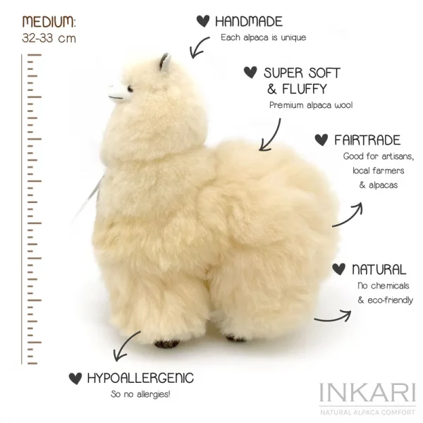 Inkari  – Alpaka Kuscheltier Medium (32 cm) - Blond – Bild 5