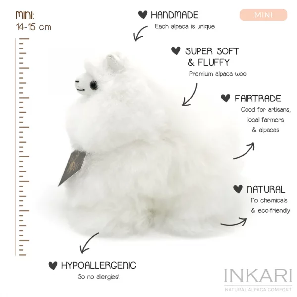Inkari  – Alpaka Kuscheltier Mini (15 cm) - Ivory White – Bild 5