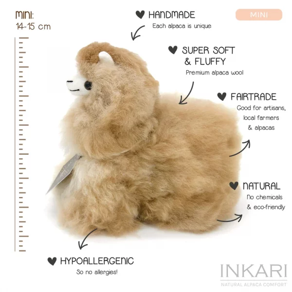 Inkari  – Alpaka Kuscheltier Mini (15 cm) - Sandstone – Bild 4