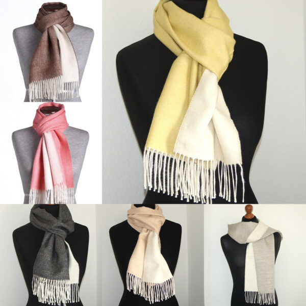 Webschal/wooven scarf DOUBLEFACE  - rosa-weiß/rose-white – Bild 2