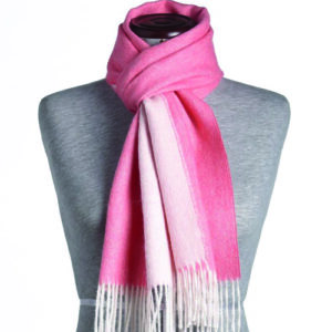 Webschal/wooven scarf DOUBLEFACE  - rosa-weiß/rose-white