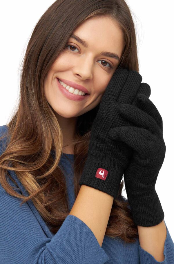 Alpaka Gefütterte Fingerhandschuhe UNI aus 100% Alpaka - schwarz – Bild 3