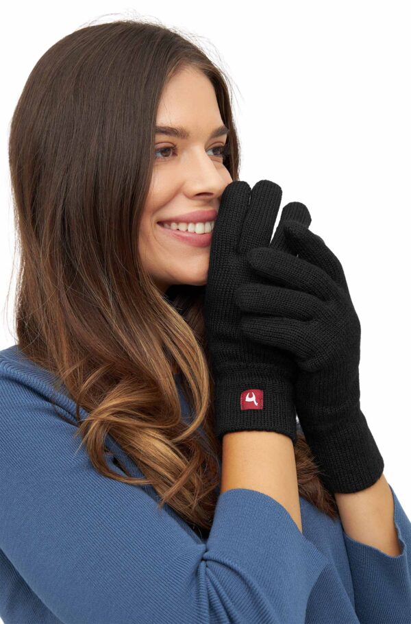 Alpaka Gefütterte Fingerhandschuhe UNI aus 100% Alpaka - schwarz – Bild 4