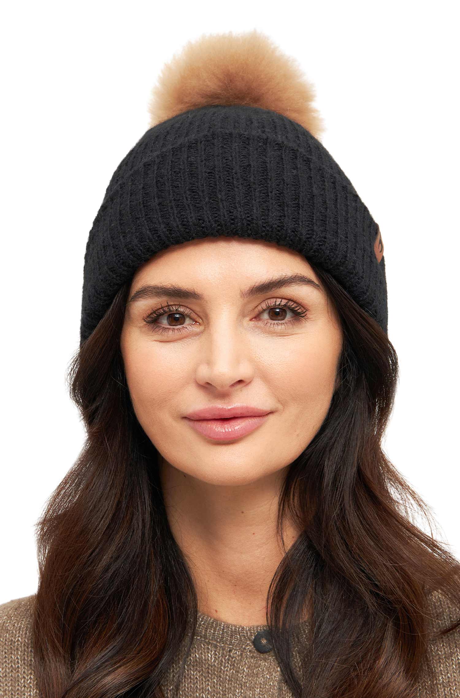 Alpaka MÜTZE PACA mit Bommel schwarz – Bild 4