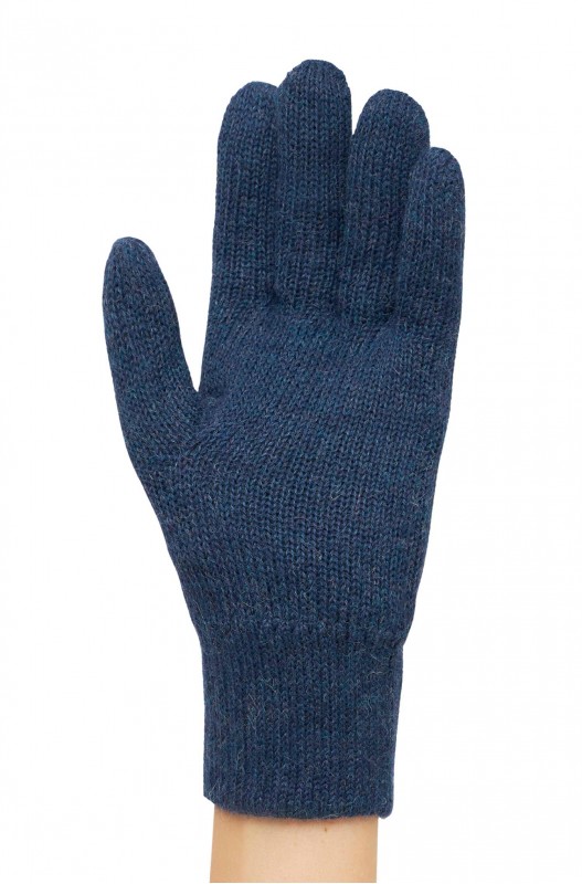 Alpaka Gefütterte Fingerhandschuhe UNI aus 100% Alpaka - blau meliert – Bild 6
