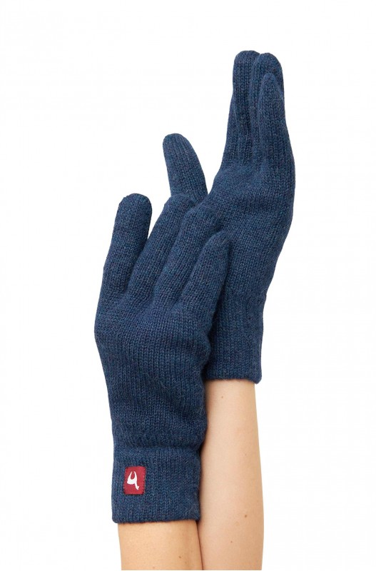 Alpaka Gefütterte Fingerhandschuhe UNI aus 100% Alpaka - blau meliert – Bild 5