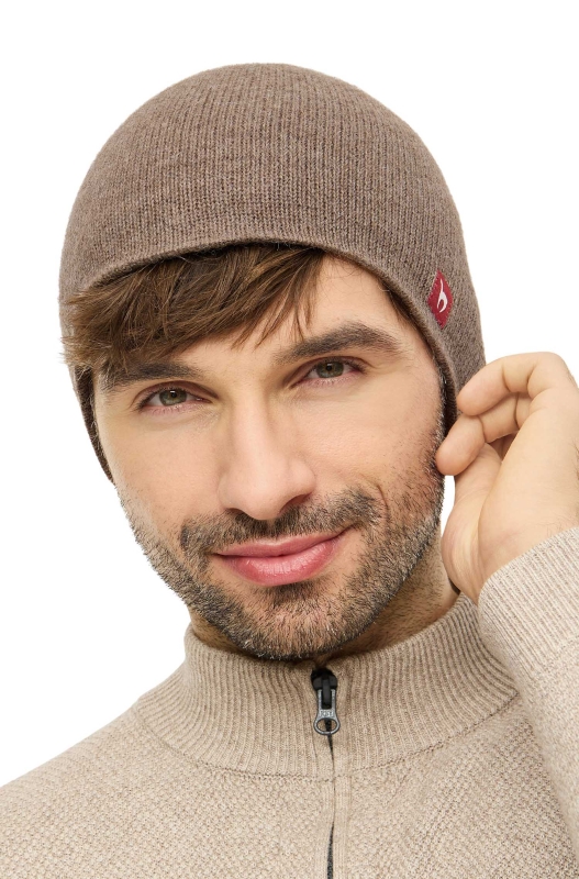 Alpaka WENDEMÜTZE aus 100% Baby Alpaka - cacao/ocker – Bild 4