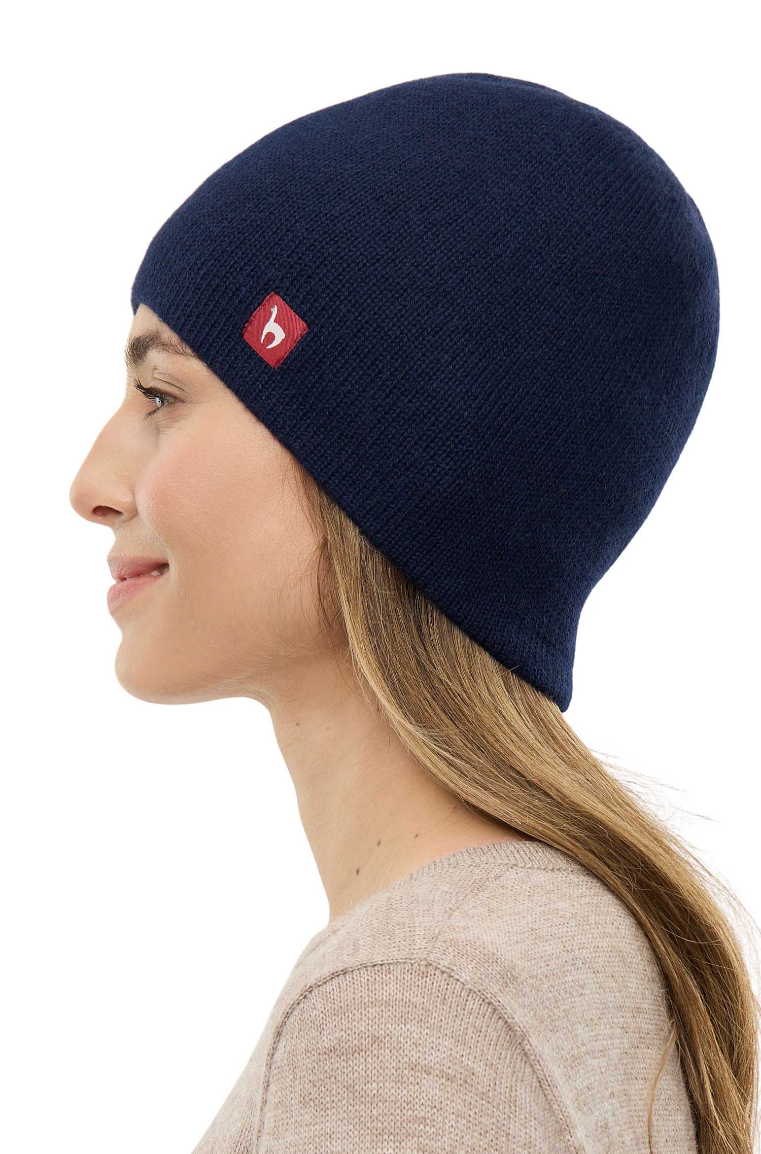 Alpaka WENDEMÜTZE aus 100% Baby Alpaka - marineblau/kakao – Bild 3