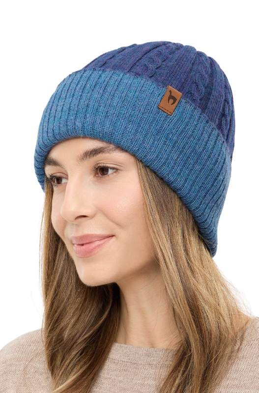 Alpaka Wende-Mütze SUAVE- mitternachtsblau/denim aus 100% Baby Alpaka