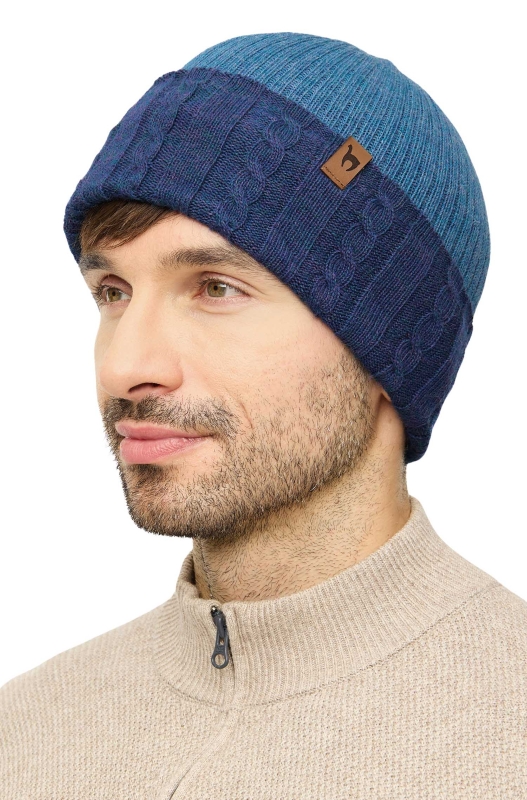 Alpaka Wende-Mütze SUAVE- mitternachtsblau/denim aus 100% Baby Alpaka – Bild 2