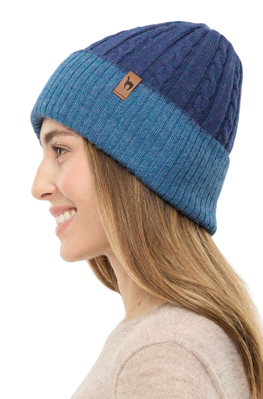 Alpaka Wende-Mütze SUAVE- mitternachtsblau/denim aus 100% Baby Alpaka – Bild 3