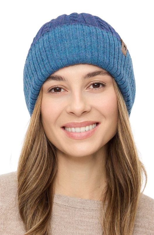 Alpaka Wende-Mütze SUAVE- mitternachtsblau/denim aus 100% Baby Alpaka – Bild 4