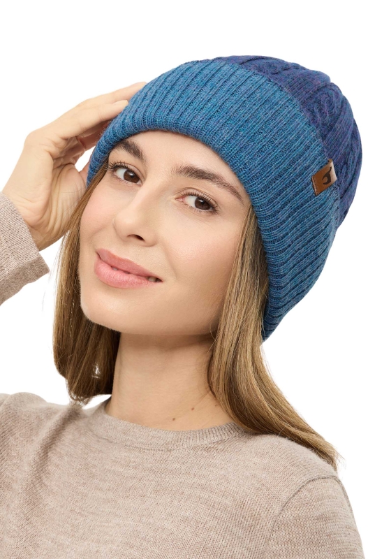 Alpaka Wende-Mütze SUAVE- mitternachtsblau/denim aus 100% Baby Alpaka – Bild 5