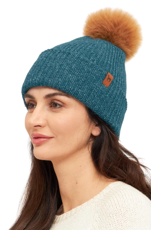 Alpaka MÜTZE PACA mit Bommel ultramarin – Bild 2