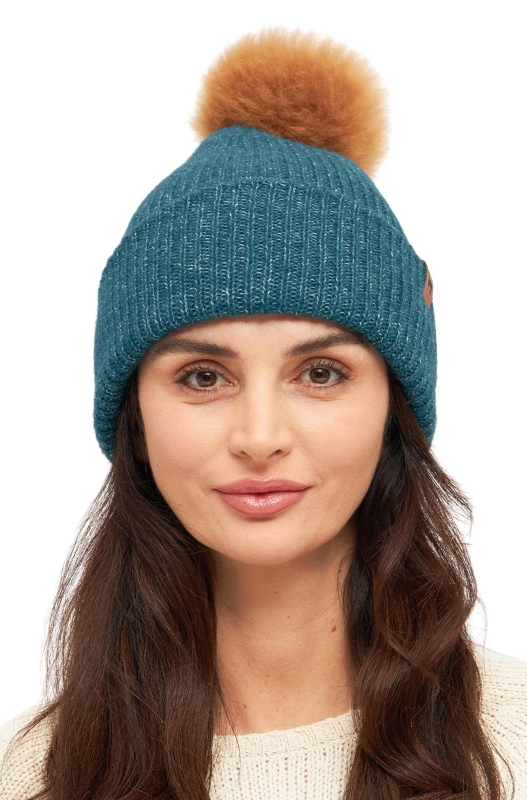 Alpaka MÜTZE PACA mit Bommel ultramarin – Bild 3