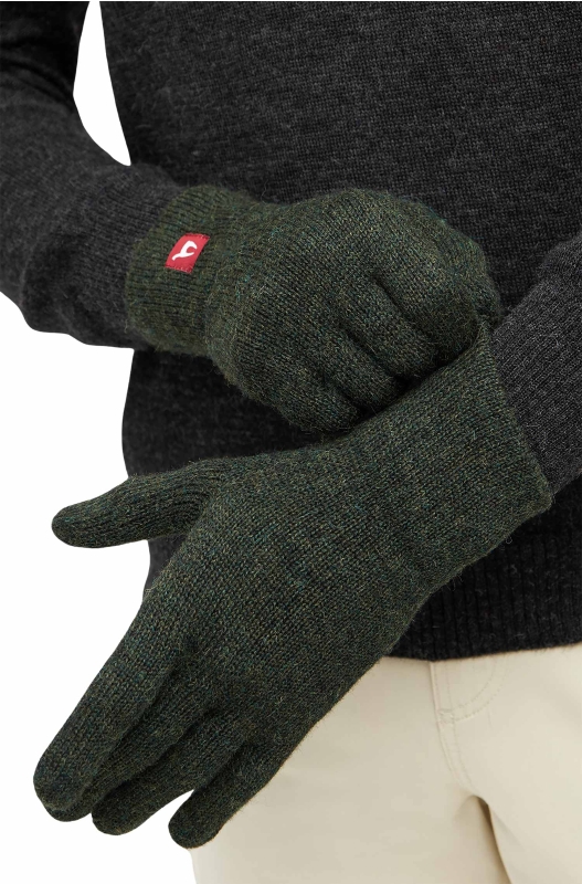Alpaka Gefütterte Fingerhandschuhe UNI - tannengrün – Bild 2