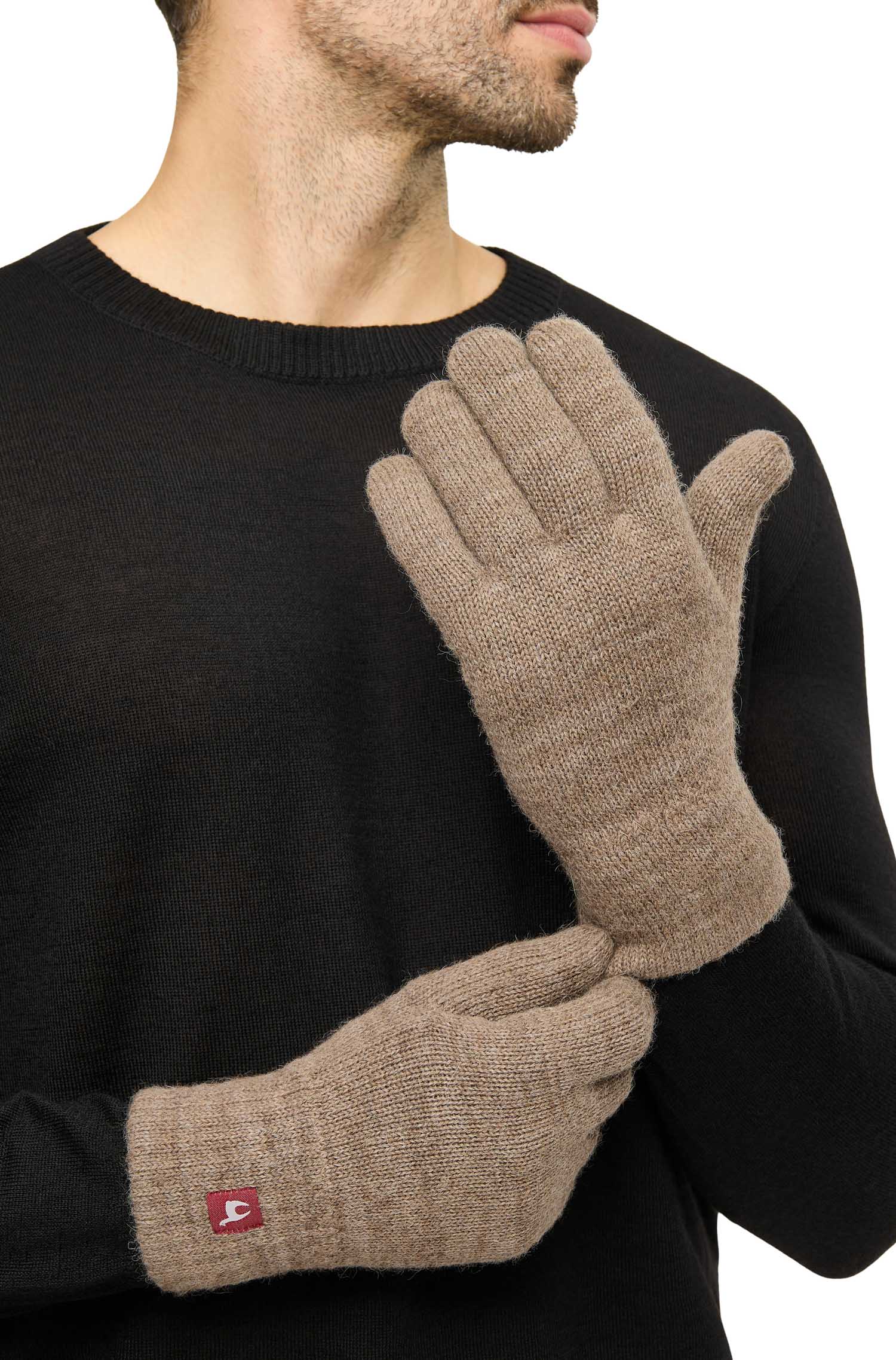 Alpaka Gefütterte Fingerhandschuhe UNI aus 100% Alpaka - kakao – Bild 3