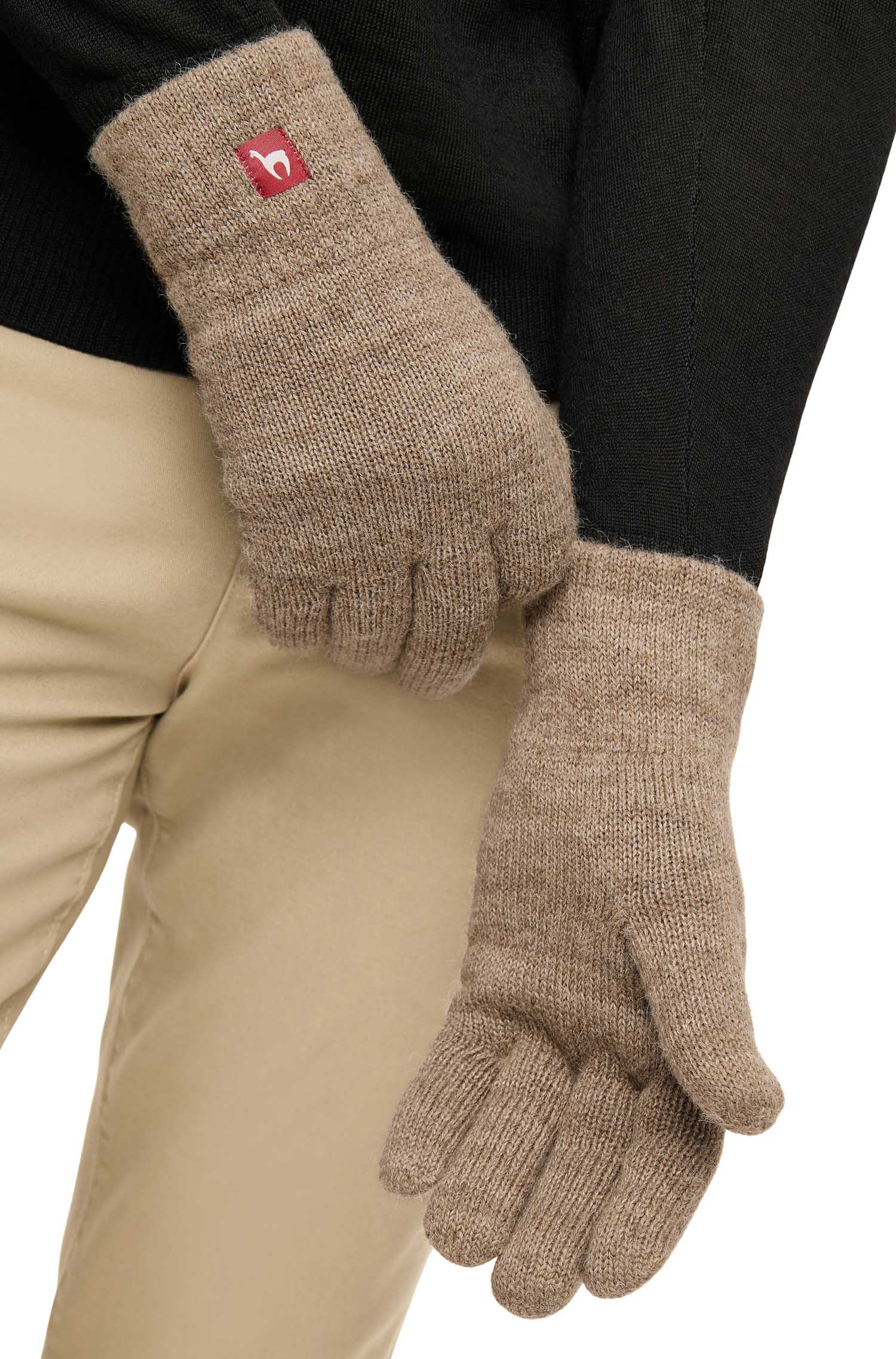Alpaka Gefütterte Fingerhandschuhe UNI aus 100% Alpaka - kakao – Bild 4