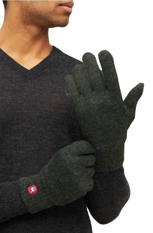 Alpaka Gefütterte Fingerhandschuhe UNI - tannengrün – Bild 4