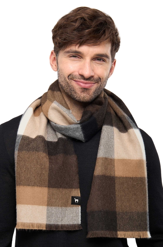 Alpaka Webschal AMIGO aus 100% Royal Alpaka - mokka/beige – Bild 8