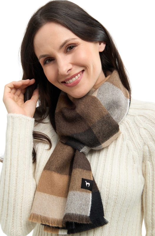 Alpaka Webschal AMIGO aus 100% Royal Alpaka - mokka/beige – Bild 6