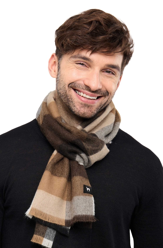 Alpaka Webschal AMIGO aus 100% Royal Alpaka - mokka/beige – Bild 4
