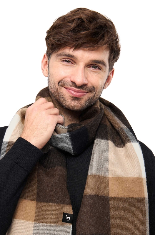 Alpaka Webschal AMIGO aus 100% Royal Alpaka - mokka/beige – Bild 3