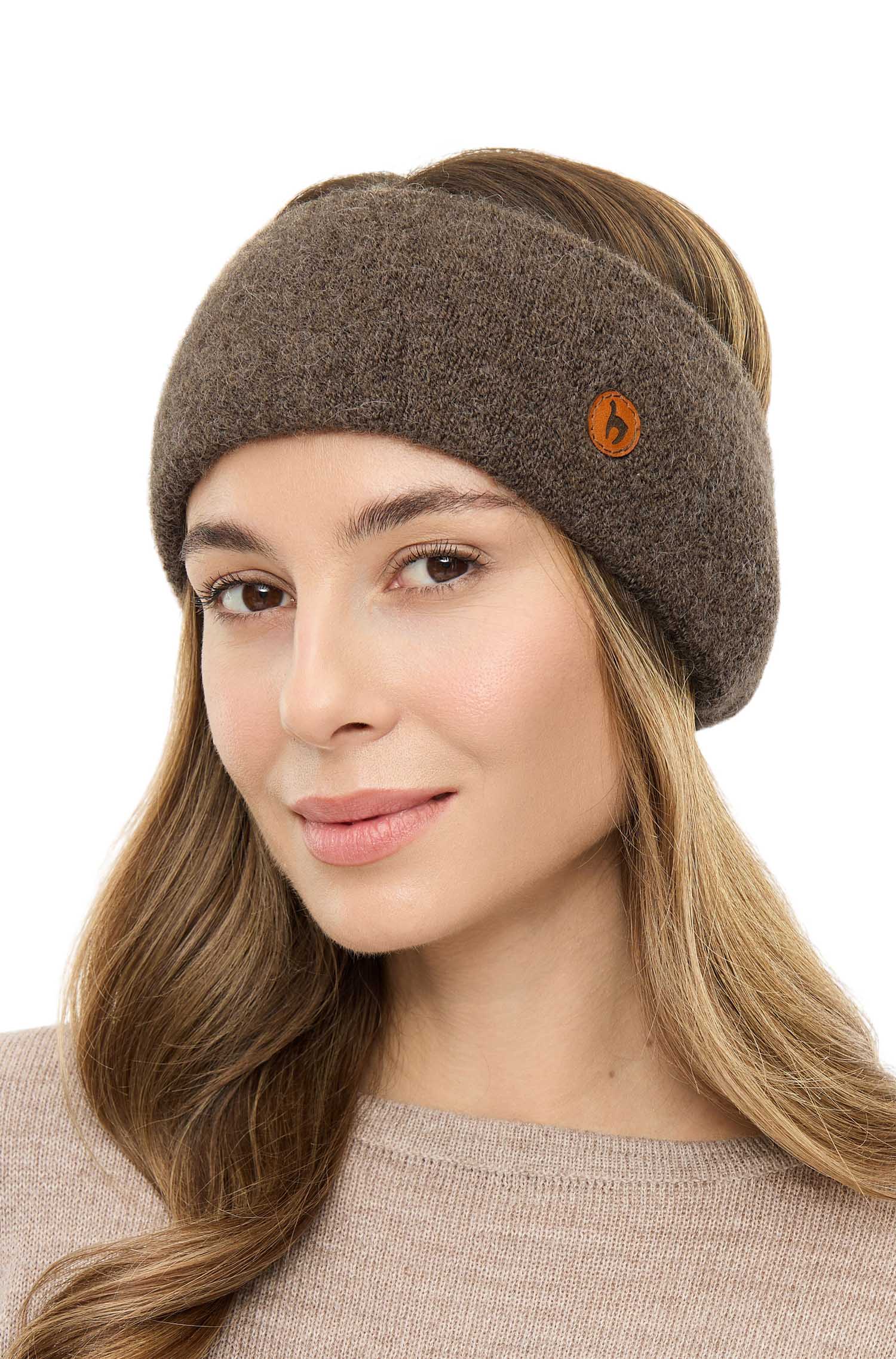 Alpaka Stirnband STRETCH - kakao – Bild 2